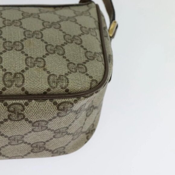 GUCCI GG Supreme Web Sherry Line Bag PVC Beige Gold Auth 128013 - Picture 5 of 16